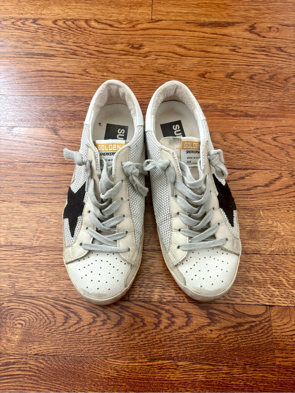 Golden Goose Sneakers: White with Black Suede Star